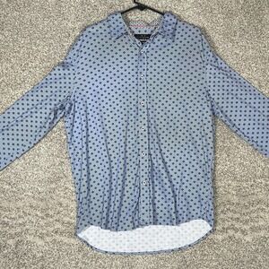 Butter Cloth Shirt Mens XL Blue Geometric Print Long Sleeve Button Down